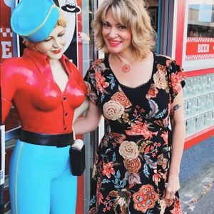 Mock Wrap Dress With Floral Design